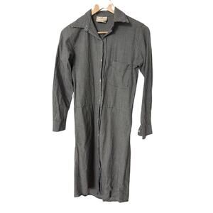 Lekha Women's XS/S Black White Checkered Midi Dress Button Down Collared Pockets